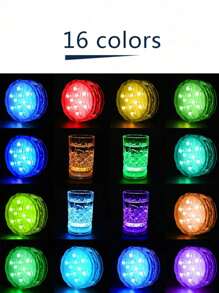 4/6 件防水 LED 水下灯，16 色变色水族箱灯，适用于花瓶、浴缸、万圣节、圣诞节、游泳池和派对装饰 - 彩色 - 查看 6