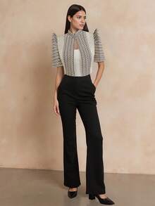 Amyenjoylife Modern Filipiniana Summer Women's Fashionable And Elegant Bubble Sleeve Short Sleeved Shirt