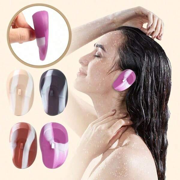 2pcs Gradient Color Soft Silicone Waterproof Earmuffs Hairdressing Dyeing And Ironing High-Temperature Resistant Earmuffs Household Shower Waterproof Ear Protection Cover Hair Dyeing Perm Tools For Hair Salon