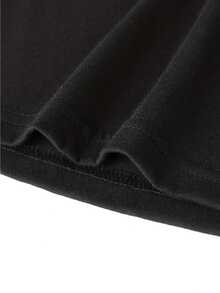 BACK OFF I HAVE A CRAZY DADDY... Print Crew Neck Short Sleeve T-Shirt Versatile Pullover Tops For Girls Summer Outdoor - màu đen - Xem 4