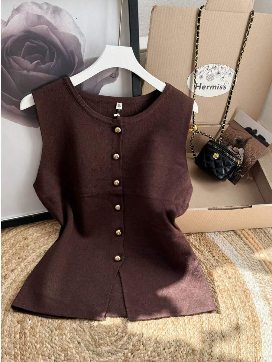 Regatas e camisolas femininas - Marrom Chocolate - Ver 1