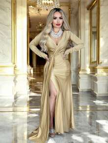 Women Plus Bridesmaid Dresses - Champagne - View 2