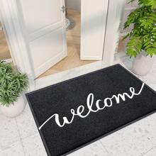 1 pieza Felpudo "Bienvenido" para uso interior y exterior antideslizante para entrada, alfombra para patio, garaje, jardín, alfombra decorativa, decoración del hogar, alfombra de área, fácil de limpiar, regalo
