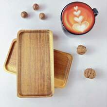 Tray, Tea Cup Tray, Multi-Function Snack Tray, Coffee Cup Tray, Cake Plate, Creative Bread Plate, Room Decor, Kitchen Decor, Suitable For Steak, Pizza, Sushi, Etc. - Brown - View 7