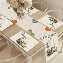 Un conjunto de 4/6 manteles individuales y 1 pieza de camino de mesa, con diseños de calabaza de otoño y hojas de arce. Manteles, individuales y decoraciones para platos adecuados para la cocina, decoración del hogar en estilo rural y reuniones familiares. Apropiado para cenas, fiestas, reuniones y regalos festivos, es una opción ideal para regalos de otoño. - Multicolor - Ver 7