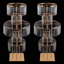 2Pcs Crystal Vases For Centerpieces, 43.3in Metal Pedestal Stands For Table Chandelier Centerpiece Wedding, 5 Tier  Flower Stand For Wedding Reception Birthday Party Events Home Decor - 金色 - 查看 1