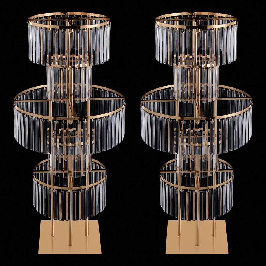 2Pcs Crystal Vases For Centerpieces, 43.3in Metal Pedestal Stands For Table Chandelier Centerpiece Wedding, 5 Tier Flower Stand For Wedding Reception Birthday Party Events Home Decor - 金色 - 查看 1