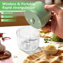 1 Pcs Electric Garlic Chopper, Electric Mini Garlic Chopper 250ml Vegetable Chopper, Food Chopper, USB Cord Garlic Chopper, Onion Chopper, Portable Small Food Processor For Garlic, Ginger, Chili, Vegetables, Garlic Chopper, Mini Portable Veggie Chopper, Garlic Grinder Masher Onion Chopper, Blender To Vegetable, Wireless Food Processor For Ginger - màu xanh lá - Xem 4