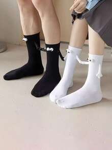 1/2 par de calcetines magnéticos para parejas, calcetines de media caña lindos que se pegan automáticamente, para primavera/otoño - Multicolor - Ver 24