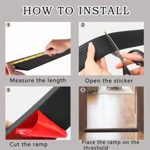 1pc 90cm/35.43in Adjustable And Cuttable Threshold Ramp For Doorway, Electric Wheelchair Ramp, Durable Ramp, Self-Adhesive Anti-Slip Stair Strips, Suitable For Doorway, Curb, Sweeper, Electric Scooter, Bathroom