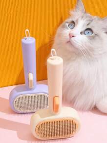 1pc Sibte Pet Brush, Pet Grooming Brush, Self-Cleaning Cat Dog Deshedding Brush, Pet Grooming Tool, One-Click Cleaning - Purple - Multicolor - View 2
