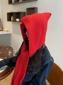 1pc Ladies Wool Balaclava Hat, Drawstring Detachable Neck Gaiter Ski Mask Warmer Knit Neck Cover For Winter - A - View 5