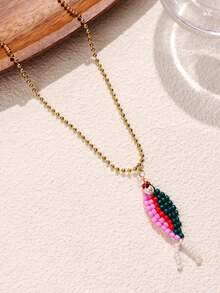 1 件彩色波西米亚风格手工串珠鱼吊坠不锈钢项链，DIY 精致百搭夏季珠宝，Y2K 个性化海洋风格女士珠宝 - 彩色 - 查看 14