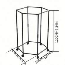 2 Styles Rotating Clothes Rack With Wheels - Sturdy 16mm Metal Tube, Independent Hanging Clothes Rack, Portable Design, Efficient Clothing Storage And Display, Black/White, Laundry Room Organizer | Hexagon Design | Metal Structure Rotating Clothes Rack With Wheels - Stable Storage Easy Operation, Efficient Clothing Display, Metal Structure Laundry Room Storage Clothes Rack