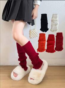1 Pair Y2K Style Girls Leg Warmers, Warm & Breathable Ankle Leg Warmers For Children, Autumn/Winter - Multicolor - View 2