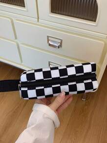 3件套返校背包套装，个性化时尚大容量背包+手提包+铅笔盒，多功能背包带笔记本电脑隔层，格子图案耐用尼龙书包，可调节肩带，防水，宽敞多口袋，轻便易携，拉链设计，适合女性、青少年和男性，也适合户外旅行、中学、高中和大学使用。 - 黑色 - 查看 8