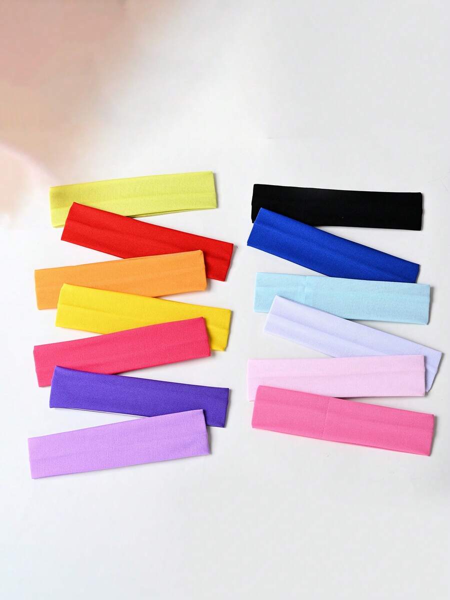 1 Stück Europäischer und Amerikanischer Sporthaarbänder, hochelastisch, schweißabsorbierend und rutschfest, Yoga, Fitness und Laufen Schweißbänder, einfarbige Sport-Haarbänder in verschiedenen Farben - Verschiedenfarbig - Übersicht 1
