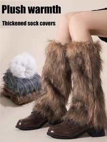 Women's Faux Fur Warm Legs, Fashionable Leg Warmers, Y2k, Cozy - Multicolor - View 2