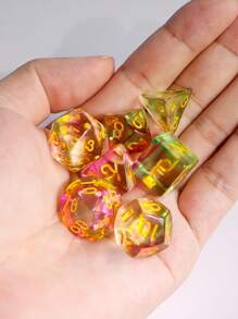 7pcs/Set Polyhedral Dice, Colorful Dice, Board Game, Rolling, Party, Holiday, Family Game, Halloween, Christmas Gift
