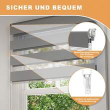 VA-Cerulean Double-Layered Roller Blinds With Clamp Fastening, No Drilling Required, Suitable For Windows And Doors. The Blinds Let In Light, Provide Privacy, And Sun Protection. Dimensions: 70 Cm Wide X 220 Cm High, Colors: Black/Gray/White - 灰色 - 查看 5