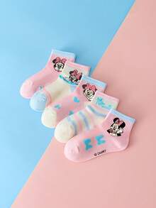 Disney 5双主题儿童袜子，包括卡通风格女童小腿袜、粉色公主袜和迪士尼袜子 - 彩色 - 查看 6