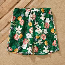 PatPat Family Matching Floral Drawstring Swim Trunks Or Pineapple Pattern Halter One-Piece Swimsuit - 春綠色 Spring Green - 查看 6