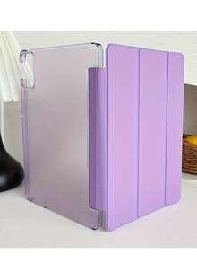 1pc Acrylic Black 3-Fold Stand Protective Case With Pen Slot, Soft Edge Anti-Fall, Acrylic Back Anti-Bending, Sleep/Wake Function, Suitable For IPad Mini6/Mini7/9.7/10.2/10.5/Air4/Air5/10.9inch/Pro11inch, Comes With 1 Sticker For DIY