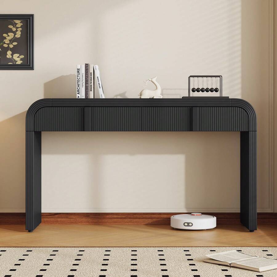 Modern Console Table With 2 Storage Drawers, Fluted Entryway Table With ...
