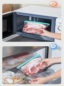 45个可重复密封的食品储存袋(包含10个大袋+15个中袋+20个小袋)加厚冷冻袋适用于微波炉加热蓝色用于持久保存和整理食物透明PE袋拉链袋适用于厨房食物分类收集零食储存 - 彩色 - 查看 7