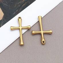 2 件不锈钢金色十字架吊坠，十字架吊坠，适用于 DIY 手链项链耳环链珠宝制作配件 - 金色 - 查看 15