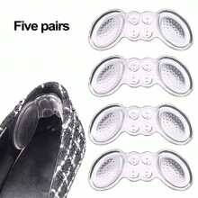 5 pares, almohadillas para el antepié y el talón - plantillas de silicona transparente, plantillas cómodas, adecuadas para estar de pie, actividades al aire libre, senderismo, baile, deportes - plantillas suaves y antideslizantes, plantillas cómodas para tacones altos, protección de suela de gel suave para hombre y mujer para verano, playa, viaje