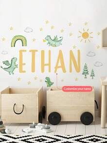 1pc Extra Large 120*30cm Cartoon Dinosaur Wall Sticker, Self-Adhesive Removable PVC Wall Decal For Living Room, Entryway, Bedroom, Girls/Boys Room, Kids Room, Baby Room Nursery Decor,Multi-Functional,Ornamental,Letter,Stylish,Modern,Colorful,Kawaii,Adorable,Cute,Casual,Custom,Personalised,Unique,Customized,Son,Daughter Back To School