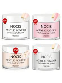 Ensemble de poudre à ongles acrylique NOCIS en 4 couleurs (60g chacune) - French Extended Engraving, sans besoin de polymérisation à la lumière, formule longue durée et séchage rapide, parfait pour les débutants et les salons, un cadeau unique pour la Fête des Mères