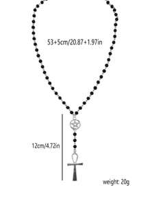 1 pièce Collier pendentif avec croix et étoile ajourée, en matériau métallique résine multicolore, style gothique convenant aux hommes et aux femmes, pour les fêtes et l'usage quotidien