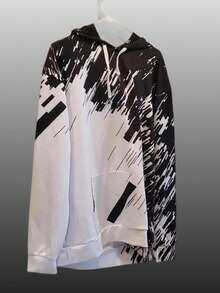 Both Men And Women Can Wear It Novelty Hoodie Long Sleeves 3D Funny Graphic Print Sweatshirt Pullover Tie Dye    Spring/Fall    Regular Fit    Zipper  Drawstring - 黑與白 - 查看 4