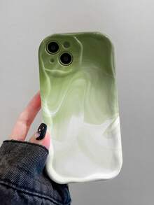Green And White Blurred Color-Blocking Phone Case Suitable For 17 16, 15, 14, 13, 12, 11, PRO MAX, As Well As X, XS, PLUS, Air - 彩色 - 查看 4