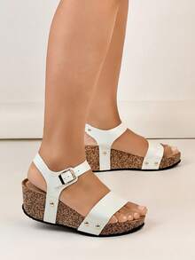 Comfortable, Fashionable And Elegant Platform Strap Sandals - White - View 1