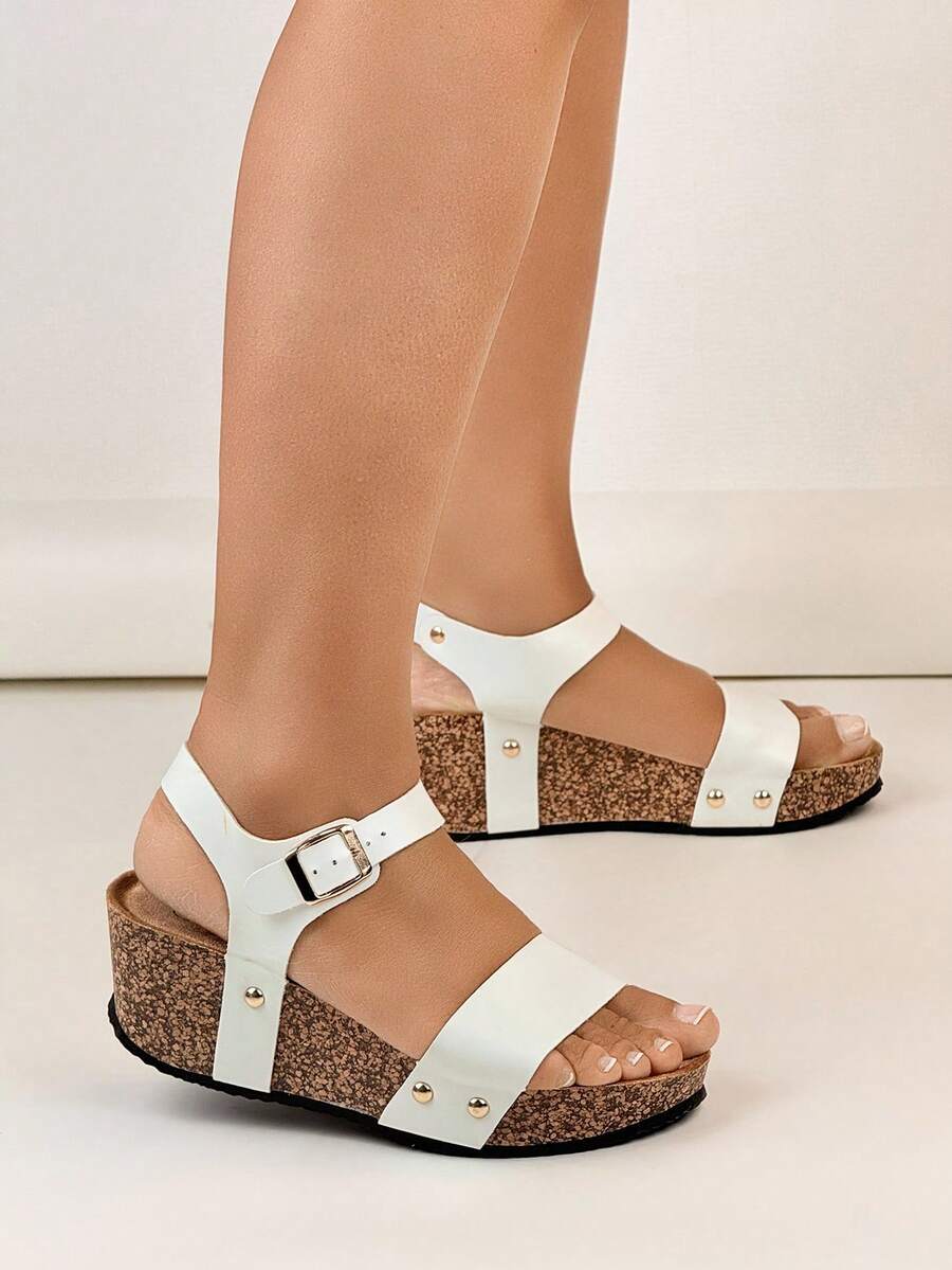 Comfortable, Fashionable And Elegant Platform Strap Sandals - White - View 1