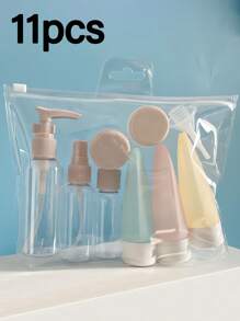 11 件/套旅行化妆品乳液可再填充瓶套装化妆品空液体容器，洗漱用品旅行瓶套装，可再填充，防漏，可挤压，60 毫升容量，洗发水、护发素、润肤露、沐浴露分装瓶必备，客厅家居卧室浴室家居装饰，旅行用品，婚礼、派对、生日，送给妈妈爸爸朋友的礼物，新年，配饰，有趣的礼物，旅行必需品