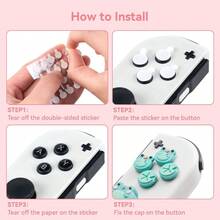 Silicone Cross DPad Button Caps Set Joystick Cover  ABXY Key Buttons Sticker Compatible With Switch/OLED Joy Con  Frog  Axolotl - Hồng + Xanh lá - Xem 4