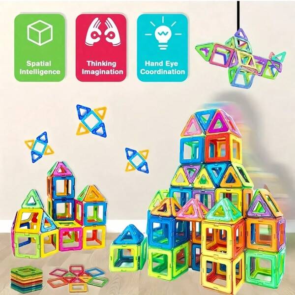 20pcs-130pcs Magnetic Building Blocks For Children, STEM Magnetic Building Blocks Sensory Toys, Suitable For Children's Games Magnetic Building Blocks For Boys And Girls, Children's Brain Development Preschool Children's Toys, Magnetic Building Blocks, Magnetic Building Blocks For Boys, Children's Toys, Toys, Early Childhood Education Toys, Children's Games, Magnetic Building Blocks Toy Gifts, Birthday Gifts, Surprises, Preschool Toys