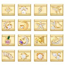 1条微镶嵌DIY意大利模块化手链，饰以星星、月亮、爱心、蝴蝶元素，适合作为派对礼物送给朋友/情侣，适用于圣诞节、新年、万圣节、情人节等场合，设计精美，不锈钢材质，本地制造，实用时尚，是圣诞节和万圣节的必备单品，沉稳的秋日色调，圣诞风格 - M292535 - 查看 1