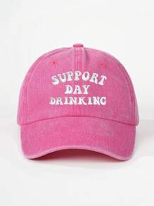 1 件刺绣“SUPPORT DAY DRINKING”水洗棒球帽，可调节户外太阳帽，适合旅行、海滩、所有季节，Y2K 风格，适合年轻人