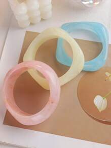 3 件亚克力合金手链套装 - 独特的不对称透明设计，适合日常和派对佩戴 - 彩色 - 查看 5