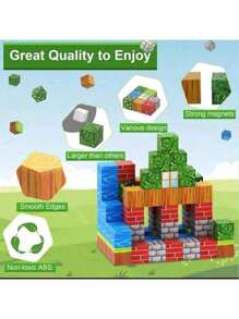 [数量选项] 件磁性积木套装 - 磁性玩具、儿童立方体建筑玩具、创造磁性世界、STEM 礼物、课堂奖励、男孩和女孩的生日礼物（随机颜色和图案） - 彩色 - 查看 11