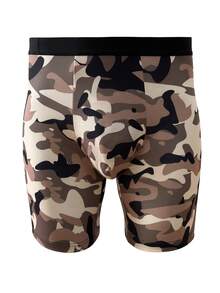 4 件套男士迷彩印花平角内裤套装，长款舒适弹力透气拳击短裤，适合慢跑、运动、健身，多色 - 彩色 - 查看 6