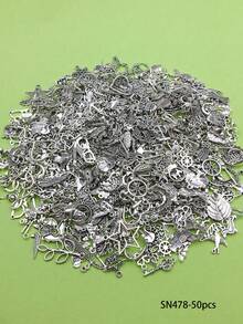 20/30/50/100 hạt mặt dây chuyền hợp kim bạc cổ ngẫu nhiên dùng làm vòng tay, vòng cổ, hoa tai, phụ kiện trang sức tự làm - Bạc - Xem 3