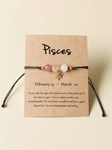 Zodiac Bracelet Women Men Crystal Stone Beaded Bangles Handmade Weave Braid Gift Ideas Aries Taurus Gemini Cancer Leo Virgo Libra Scorpio Sagittarius Capricorn Aquarius Pisces For Brother Sister