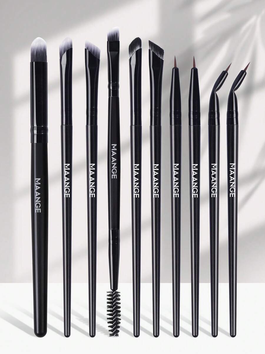 MAANGE 10pcs Makeup Brush Set, Including Lash Brush, Eyebrow Brush, Eyeshadow Brush, Highlighter Brush, Nose Contour Brush, Concealer Brush, Eyeliner Brush, Halo Brush, Made Of Soft Fiber Material, Convenient For Travel, Ideal Gift For Women And Girls. The Set Includes Various Makeup Brushes, A Complete Makeup Brush Set, Makeup Gift Set, Etc.