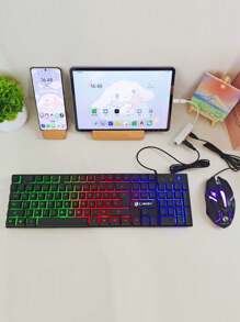AKKHOO Colorful, Dazzling Illuminated Gaming Keyboard And Mouse Set. Wired Keyboard And Mouse Set, Compatible With Desktop Computers And Laptops. Suitable For Both Gaming And Office Use. - View 1